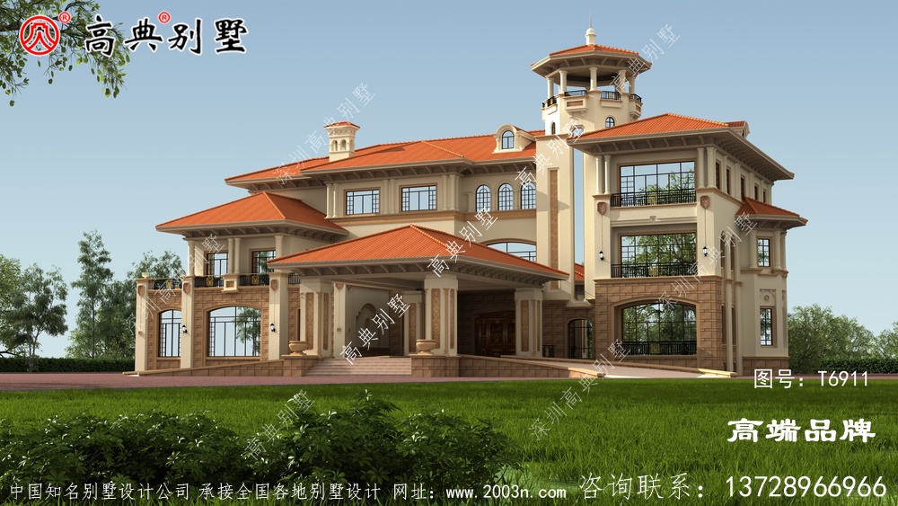 私人別墅外觀效果圖外觀端莊典雅很吸引眼球