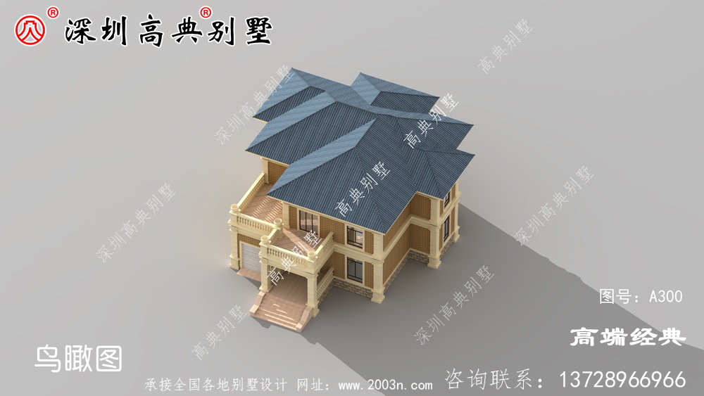 二層小洋樓戶型方案圖，復式中空客廳