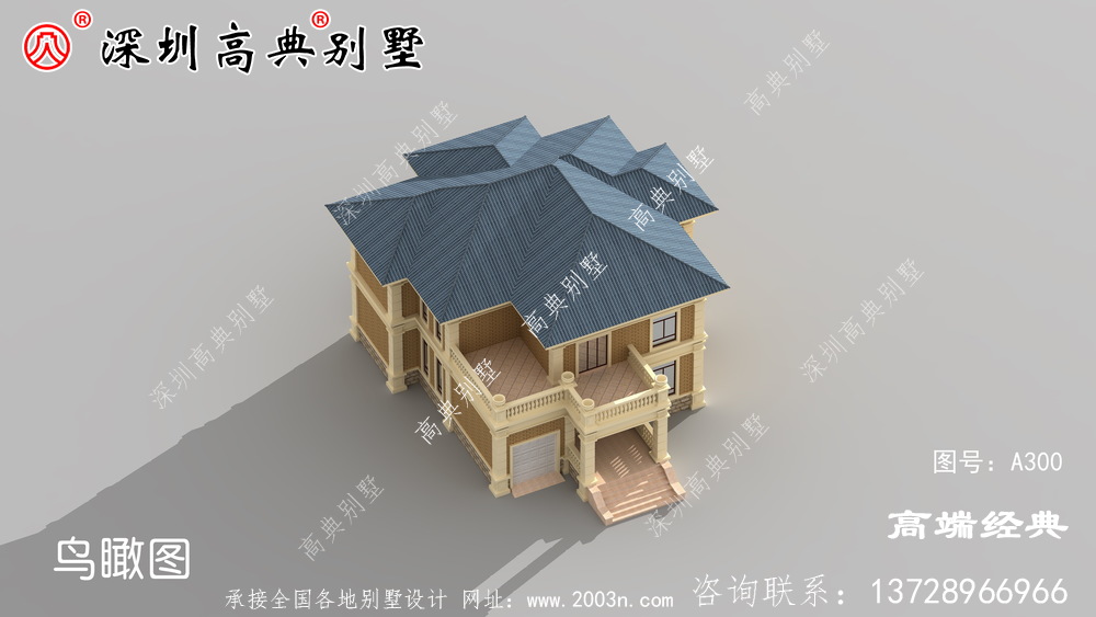 二層小洋樓戶型方案圖，復式中空客廳