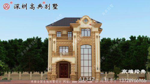 鄉村簡約美觀的三層設計圖，戶型方正